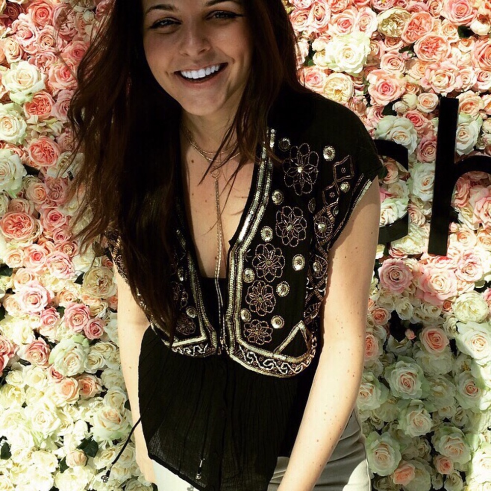 Gold embellished vest top